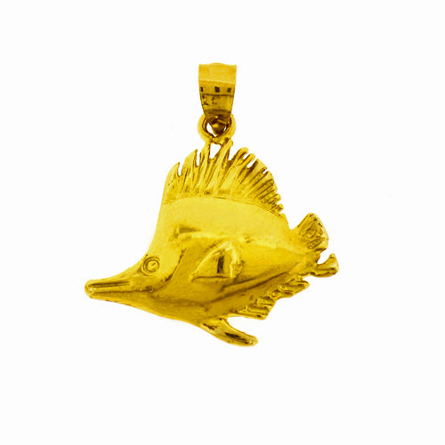 14K Gold Big Fin Fish Pendant