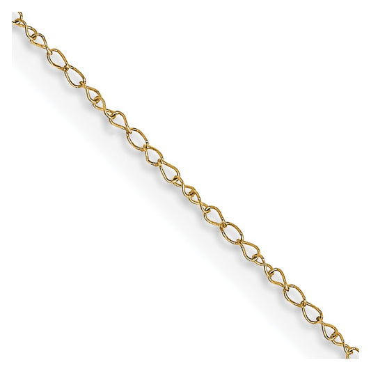 14K Yellow Gold 13 inch Carded .42mm Curb with Spring Ring Clasp Children Necklace Chain Necklace