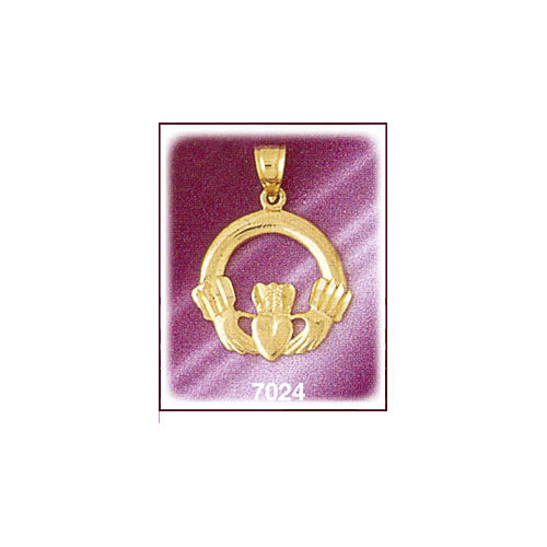 14K Gold Claddagh Pendant