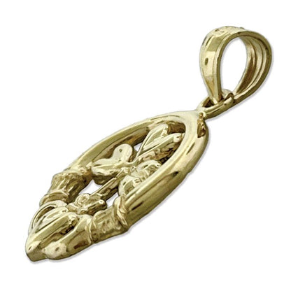 14K Gold Claddagh Shamrock Charm