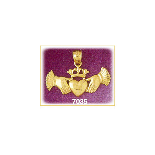 14K Gold Claddagh with Crown Pendant