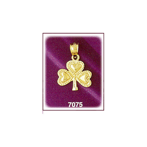 14K Gold Shamrock with Hearts Charm