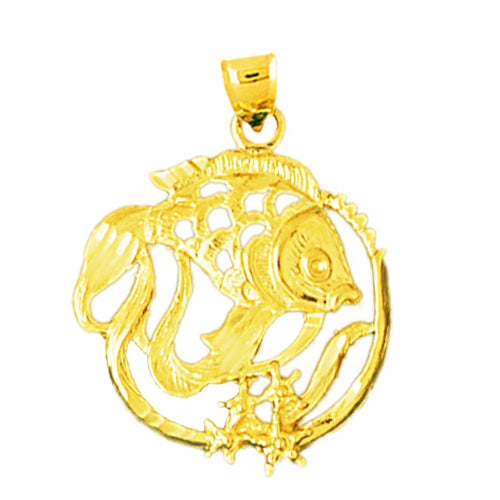 14K Gold Tropical Fish and Starfish Medallion
