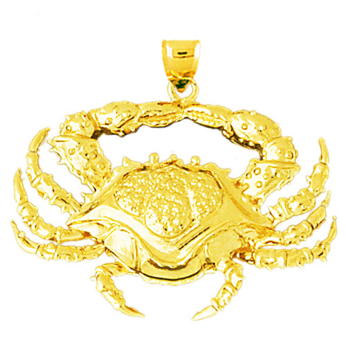 14K Gold Crab Sealife Pendant