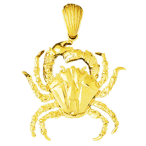 14K Gold 38MM Crab Pendant