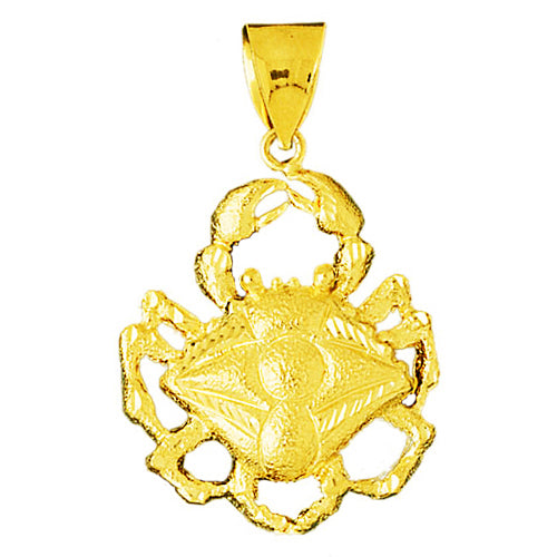 14K Gold Crab Pendant