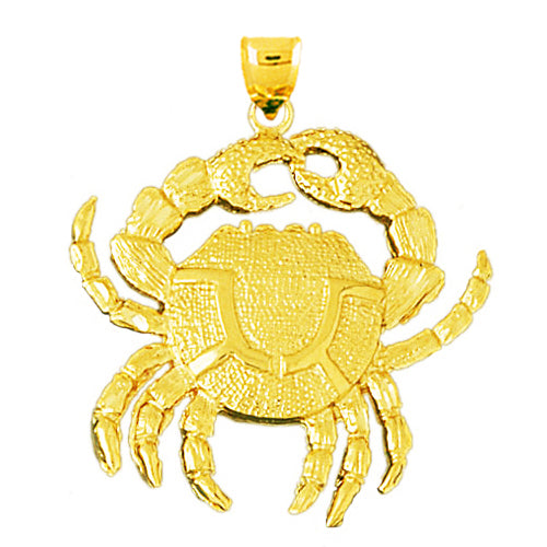 14K Gold 32MM Crab Pendant