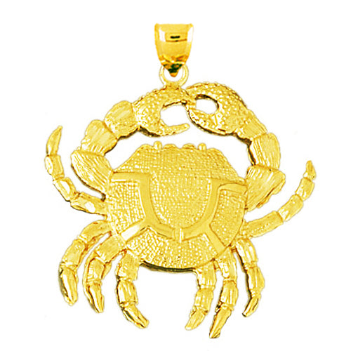 14K Gold 32MM Crab Pendant