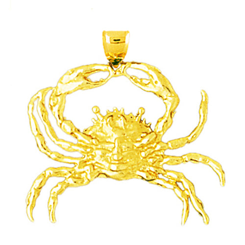 14K Gold 26MM Crab Pendant