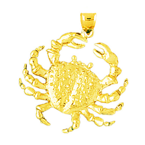 14K Gold 24MM Crab Pendant
