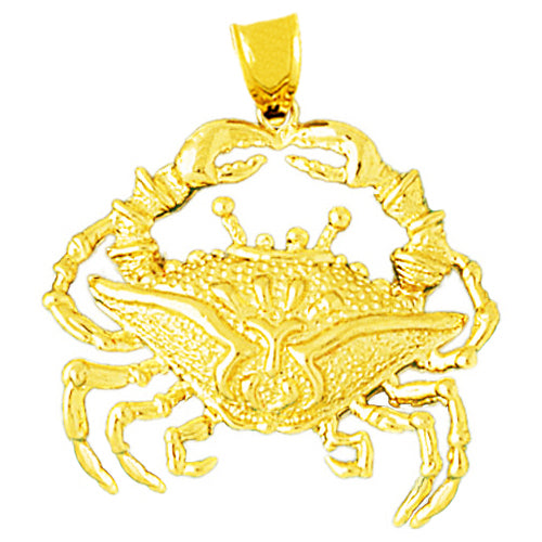 14K Gold 30MM Crab Pendant
