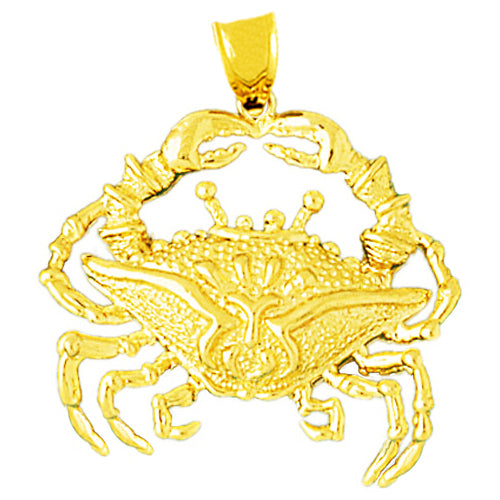 14K Gold 30MM Crab Pendant