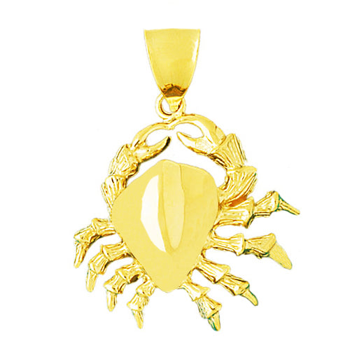 14K Gold 36MM Crab Pendant