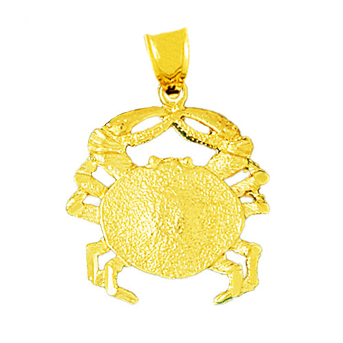 14K Gold 24MM Sea Life Crab Pendant
