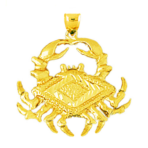 14K Gold Masculine Crab Pendant