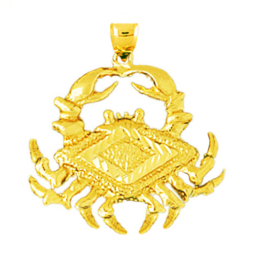 14K Gold Masculine Crab Pendant