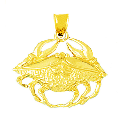 14K Gold Sealife 25MM Crab Pendant