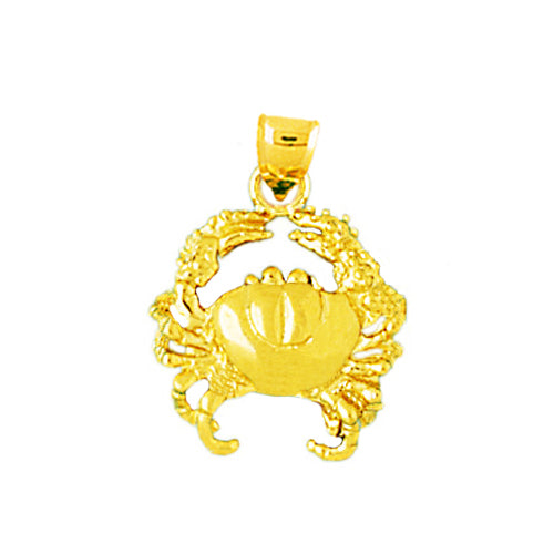 14K Gold 16MM Crab Charm