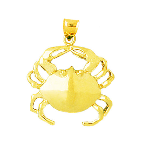 14K Gold 25MM Crab Pendant