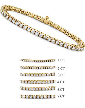 3 ct. tw. Yellow Gold Four-Prong Diamond Tennis Bracelet