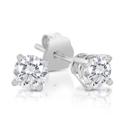 1/4 Carat TW Round Diamond Solitaire Stud Earrings in 14K White Gold