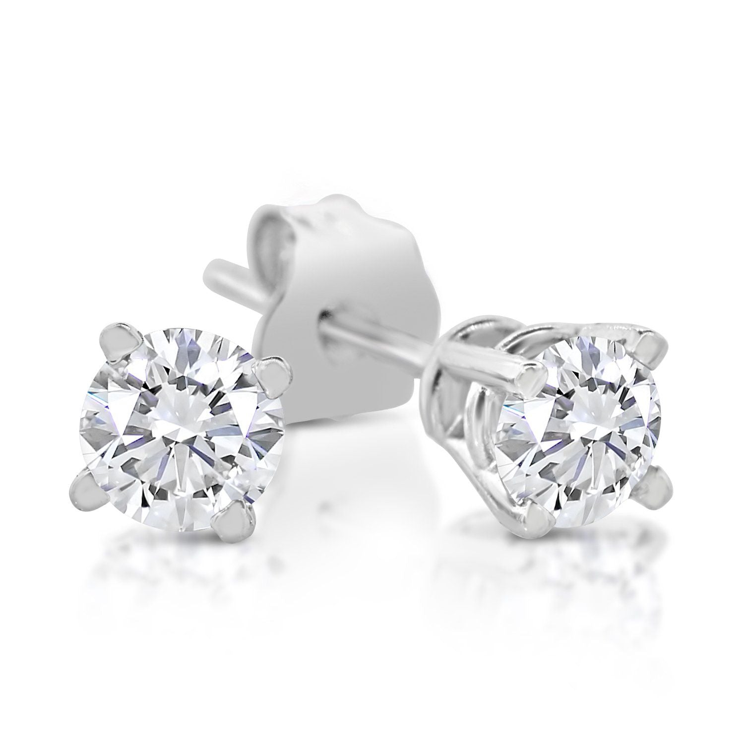 1/3 Carat TW AGS Certified Round Diamond Solitaire Stud Earrings