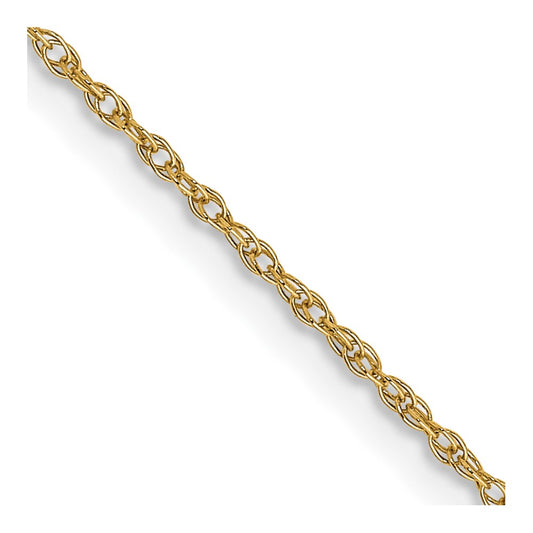 14K Yellow Gold 14 inch Carded .7mm Cable Rope with Spring Ring Clasp Children Necklace Chain