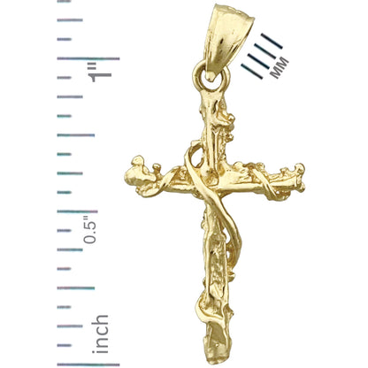 14K Gold Nugget Cross with Sash 3D Charm