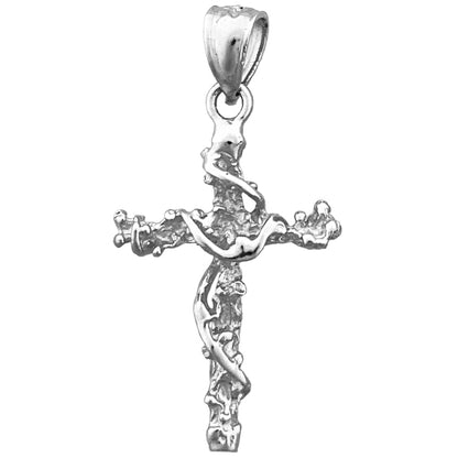14K Gold Nugget Cross with Sash 3D Charm
