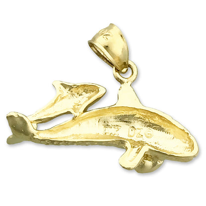 14K Gold Whale and Calf Charm