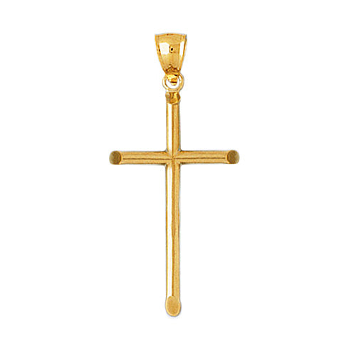 14K Gold 32MM Beveled Cross Pendant