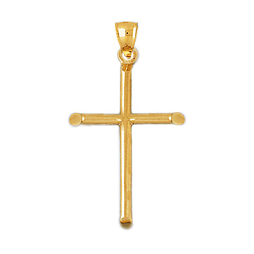 14K Gold Beveled Cross Pendant