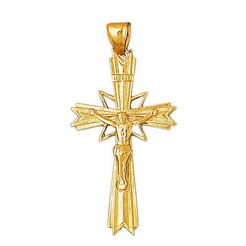 14K Gold 45MM INRI Crucifix Pendant