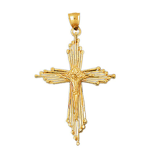 14K Gold Designer Crucifix Pendant