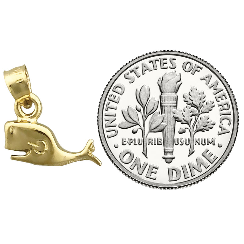 14K Gold Whale Mini Charm