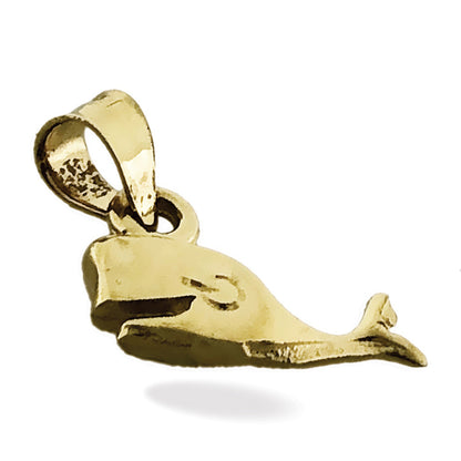 14K Gold Whale Mini Charm