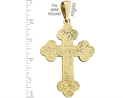 14K Gold Eastern Orthodox Crucifix Pendant