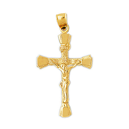 14K Gold INRI Crucifix Pendant