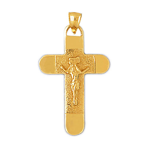 14K Gold Stylish 30MM Crucifix Pendant