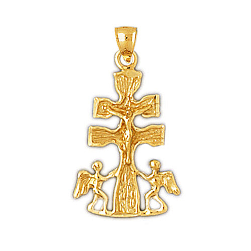 14K Gold 20MM Caravaca Crucifix Pendant