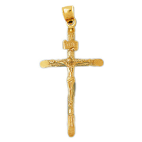 14K Gold 3D 45MM Crucifix Pendant