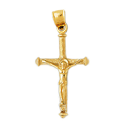 14K Gold Halo Crucifix Pendant