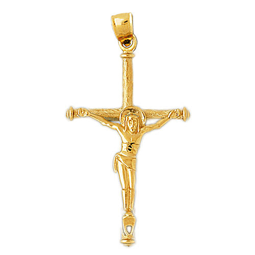 14K Gold Crucifix with Halo Pendant