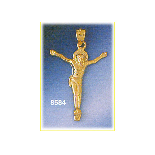 14K Gold Floating Jesus Body Crucifix Pendant