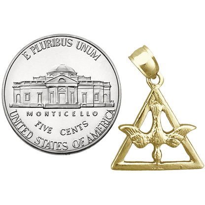 14K Gold Holy Spirit Dove In Trinity Triangle Charm