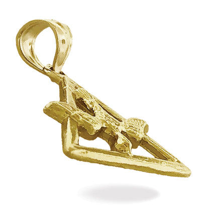 14K Gold Holy Spirit Dove In Trinity Triangle Charm