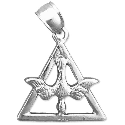 14K Gold Holy Spirit Dove In Trinity Triangle Charm