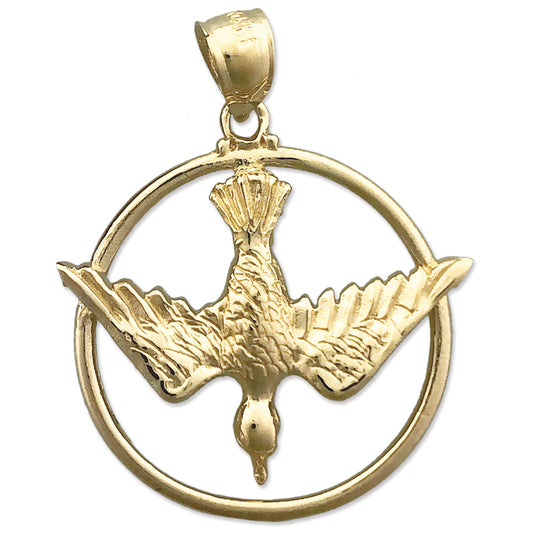 14K Gold Encircled Holy Spirit Dove Medallion