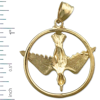 14K Gold Encircled Holy Spirit Dove Medallion