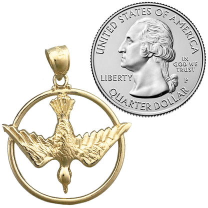 14K Gold Encircled Holy Spirit Dove Medallion